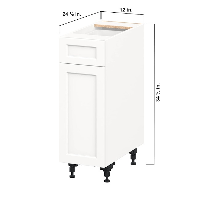 Landon & Co. Aurora Base Cabinet Shaker-Style 12-in W. with Door and Drawer - White