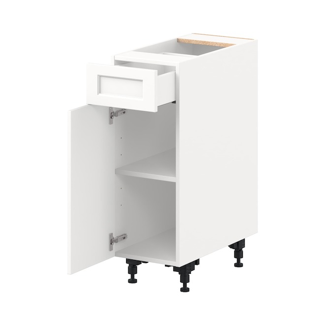 Landon & Co. Aurora Base Cabinet Shaker-Style 12-in W. with Door and Drawer - White