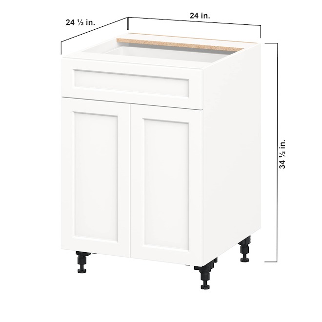 Landon & Co. Aurora Base Cabinet Shaker-Style 24-in W. with 2 Doors and 1 Drawer - White