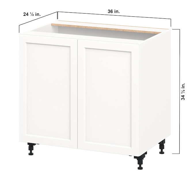 Landon & Co. Aurora Base Cabinet Shaker-Style 36-in W. with 2 Doors - White
