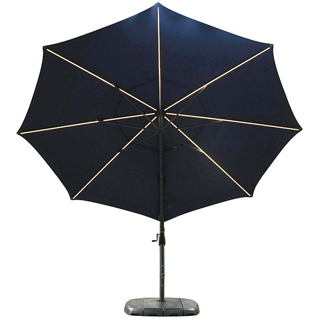 Landon & Co. Cantilever Patio Sun Umbrella 11-ft with LED Lights and Swivel Base - Navy