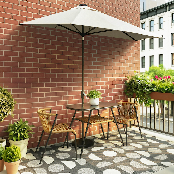 LANDON&CO Landon & Co. Half Sun Umbrella 7 x 4.2-ft Steel Baseless
