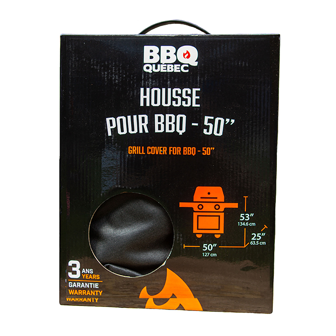 BBQ Quebec Grill Cover in Vinyl for Gas BBQs 50 x 53 x 25-in - Black
