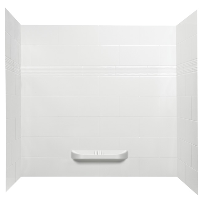 Mur de bain 3 morceaux Evolution de Technoform, acrylique, blanc, 60 po x 32 po x 58 po