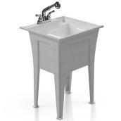 Technoform 22-in x 24.25-in Graphite Freestanding Laundry Tub with Drain and Faucet