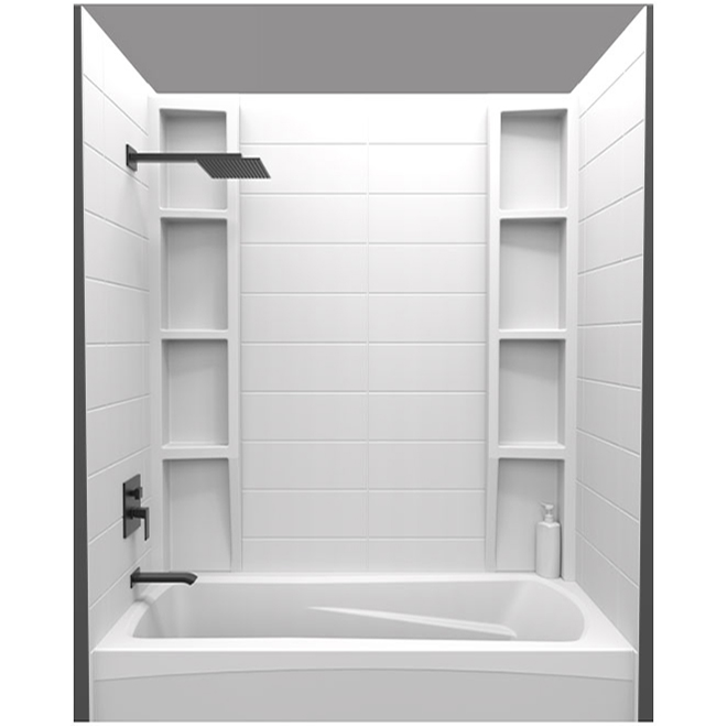 Contemporary  Subway Technoform 60 x 32 x 80-in White Acrylic Shower Wall with Right Drain