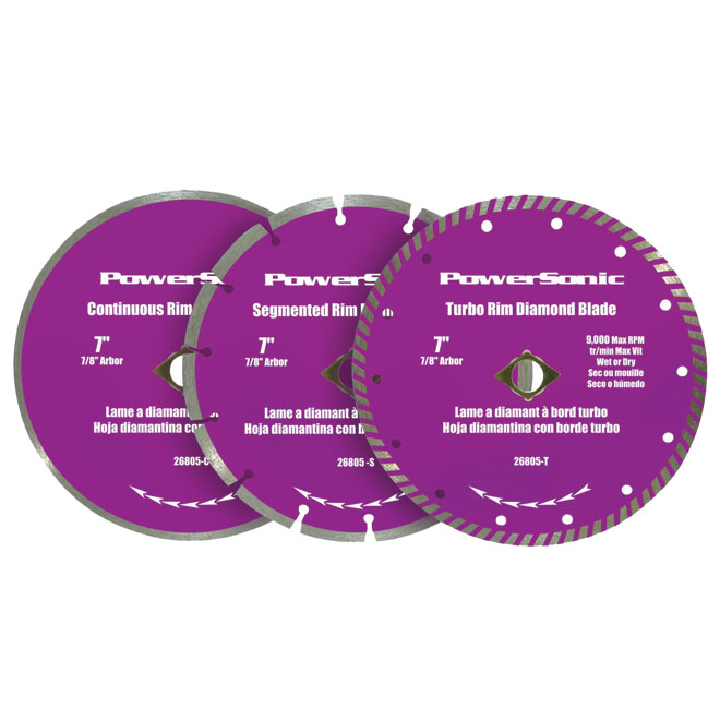 Power Sonic Circular Saw Blade Set diamond 7/8in Arbor 7in dia