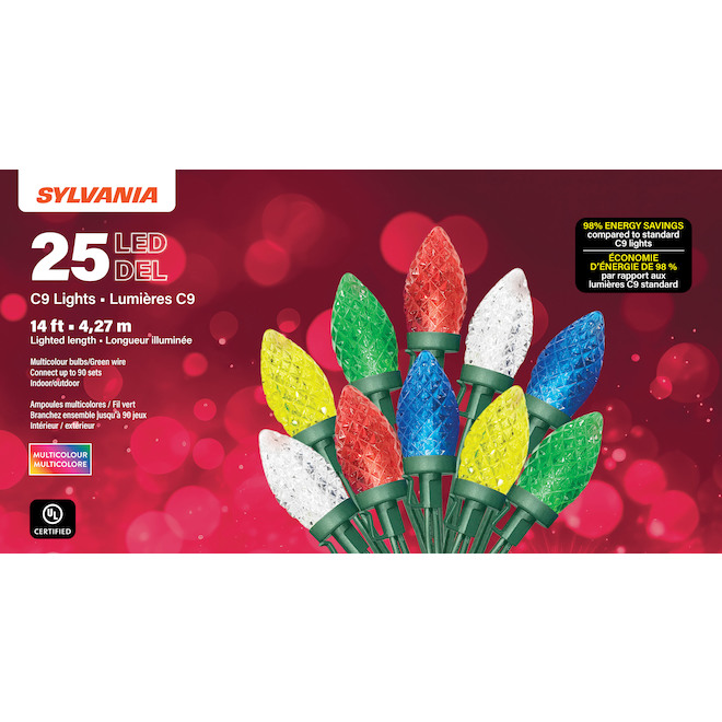 SYLVANIA Set of 25 LED Lights C9 for Indoor/Outdoor - Multicolour