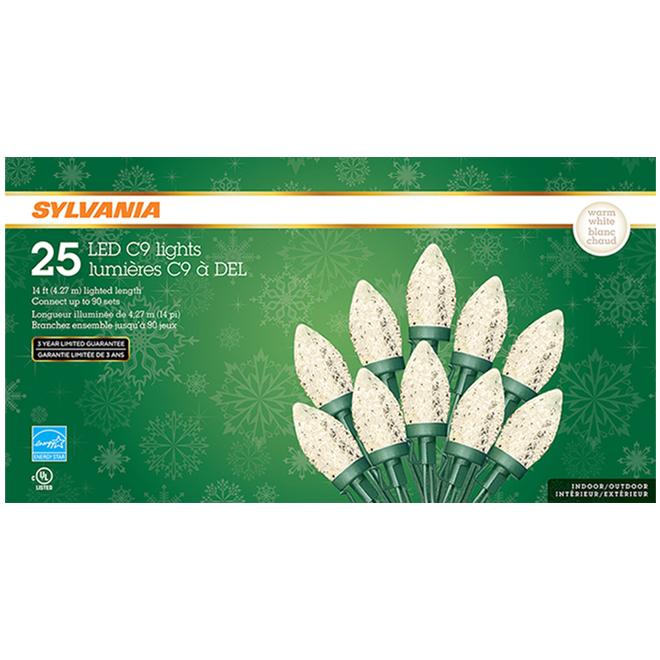 Sylvania 17-ft 25-Light DEL C9 Indoor and Outdoor Warm White Light Set