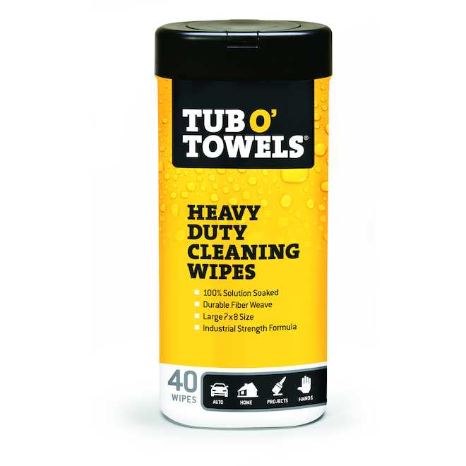 Tube O' Towels Heavy-Duty Cleaning Wipes - Pack of 40