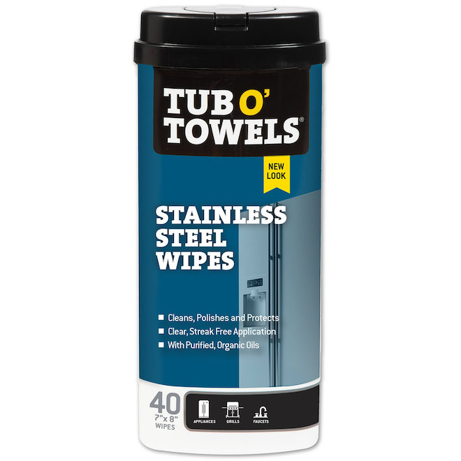 Tube O' Towels Polishing Wipes for Stainless Steel - Pack of 40