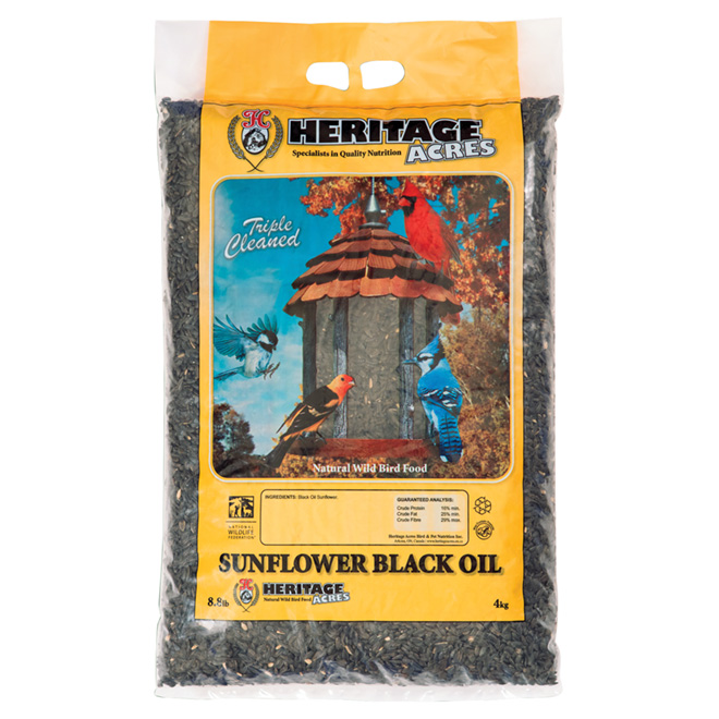 HERITAGE ACRES Bird Food Wild Bird Black Oil Sunflower Seeds 4 kg