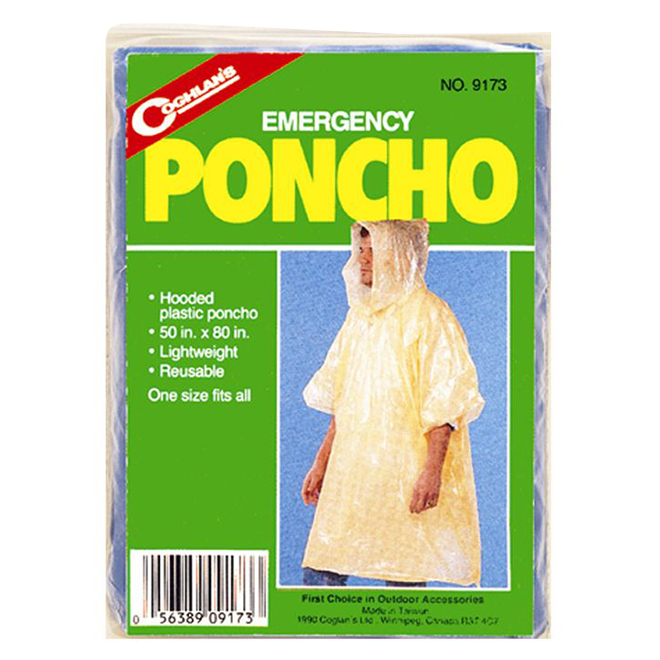 Poncho imperméable d'urgence, 50" x 80"
