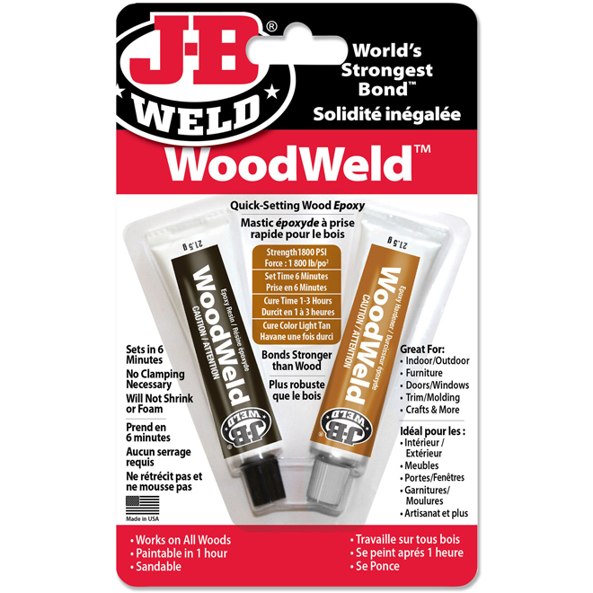 J-b Weld Company ’’WoodWeld’’ Epoxy Adhesive - 1oz - Light Tan 8251CAN J-b Weld Company ’’WoodWeld’’ Epoxy Adhesive - 1oz - Light Tan 8251CAN