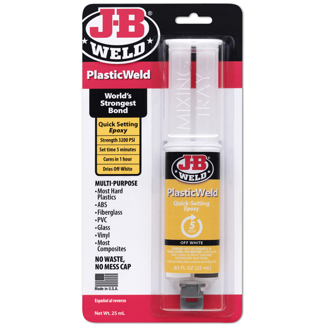 J-B WELD Colle à plastique avec seringue à époxy, 25 ml 50132F
