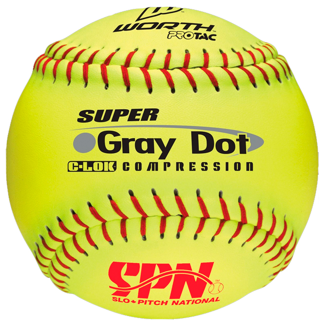 Slo Pitch Softball - Gray Dot - Yellow/Red - 12"