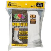Men's Work Gear Crew Socks - 6 Pairs - White