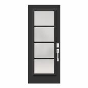 JELD-WEN Full-Lite Steel Entry Door - Frosted Glass - 32-in x 80-in - Lefthand - Black Outside/White Inside