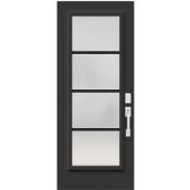 Porte d'entrée en acier peinte en noir/blanc avec verre givré JELD-WEN, 34 po x 80 po