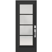 JELD-WEN 36-in x 80-in Painted Black/ White Frosted Glass Steel Entry Door