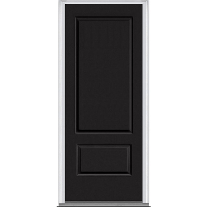 JELD-WEN 32-in x 80-in Prefinished Black Exterior White Interior Steel ...