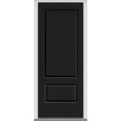 Porte d'entrée en acier à 2 panneaux JELD-WEN, 36 po x 80 po, côté gauche, extérieur préfini noir/intérieur blanc