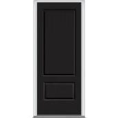 JELD-WEN 36-in x 80-in Prefinished Black Exterior White Interior Steel Painted Entry Door