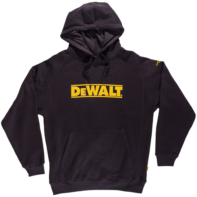 Chandail à capuche DEWALT molletonné en coton noir pour homme, moyen