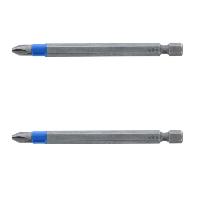 Wiha TerminatorBlue Impact Driver #2 Phillips 2-Bit Pack - Steel - 3.5-in