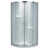 Uberhaus Boya Sliding Shower Door - Clear Tempered Glass - Aluminum Frame - Central Door Opening