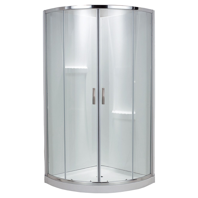 Uberhaus Boya Sliding Shower Door - Clear Tempered Glass - Central Opening - Semi-round - 36-in