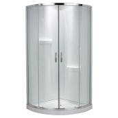 Uberhaus Boya Sliding Shower Door - Clear Tempered Glass - Central Opening - Semi-round - 36-in