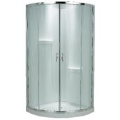 Uberhaus Boya Sliding Shower Door - Central Opening - Clear Tempered Glass - Semi-round - 38-in