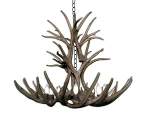 Canadian Antler Designs Reproduction Brown  8-Light Whitetail Antler Chandelier