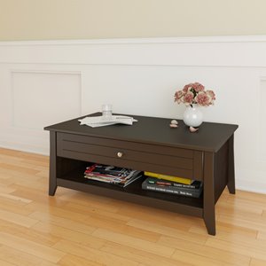 Nexera Elegance 24.13-in x 41.50-in x 17.50-in Matte Espresso Lacquer Finish Rectangular Coffee Table