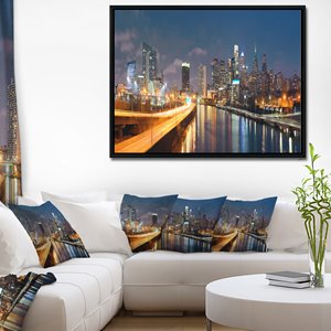 Philadelphia at Night Framed Canvas Print - 32