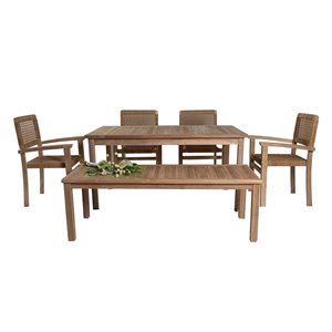 Ensemble à dîner extérieur Cebu de Sunjoy, teck, 6 mcx