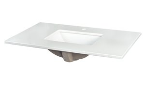 Foremost Lily 37-in x 22-in Vanity Countertop Quartz White Single Hole