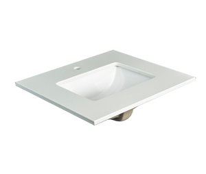 Foremost Lily 25-in x 22-in Vanity Countertop Quartz White Single Hole