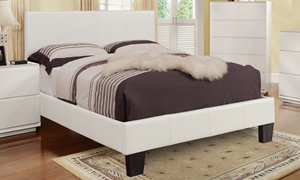 Queen Faux Leather Platform Bed - White