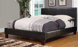 Queen Faux Leather Platform Bed - Brown
