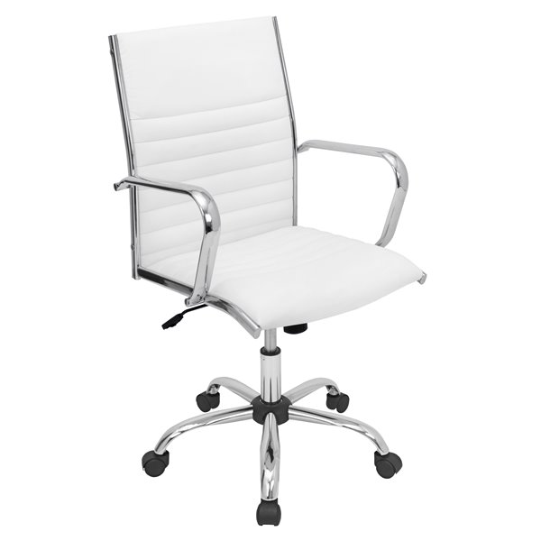 Lumisource Masters 21 75 In X 19 25 In White Faux Leather Office