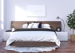 Denali Queen Bedroom Set - 4 Pieces - Walnut/White