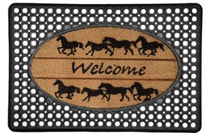 Welcome Horses Door Mat - Rubber/Printed Coco - 20''x 30''