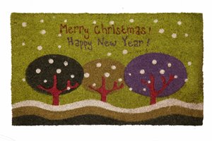 Merry Christmas/Happy New Year Printed Coco Mat - 18''x 30''