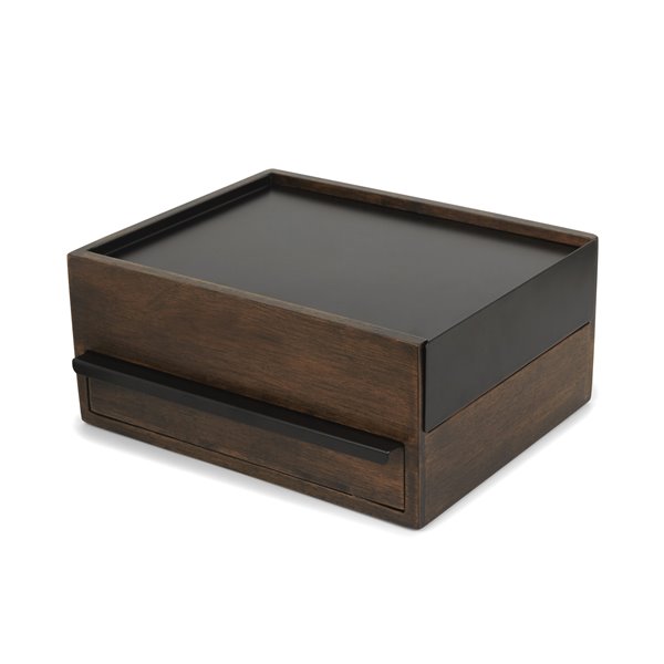 Umbra Stowit 4.63-in x 8.88-in x 10.25-in Black Walnut Jewelry Box