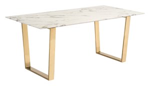 Table de salle à manger Atlas de Zuo Modern, 70,9 po x 29,7 po, effet de marbre, structure dorée