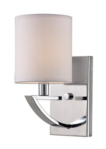 Applique murale MILANO, Tissus Blanc et Chrome