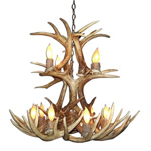 Canadian Antler Designs WhiteTail Gray 12-Light Cascade Antler Chandelier