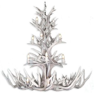 Canadian Antler Designs White Tail Gray 12-Light Antler Chandlier